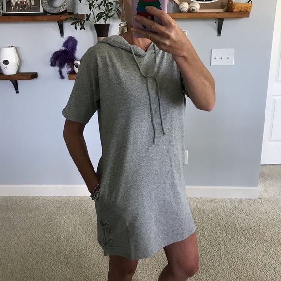 Grey Hooded Tunic Dress - Picture 3 of 6